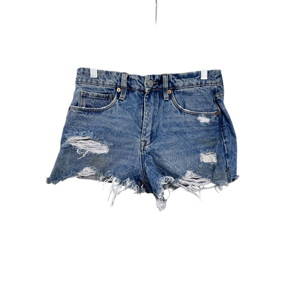 Blank NYC The Barrow Distressed Light Wash Denim Shorts Size 27 High Rise Blue - Picture 1 of 6